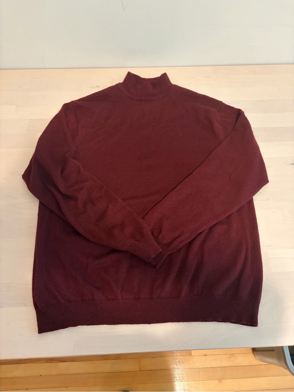 Burgundy 100% Merino Wool Mock-neck Sweater